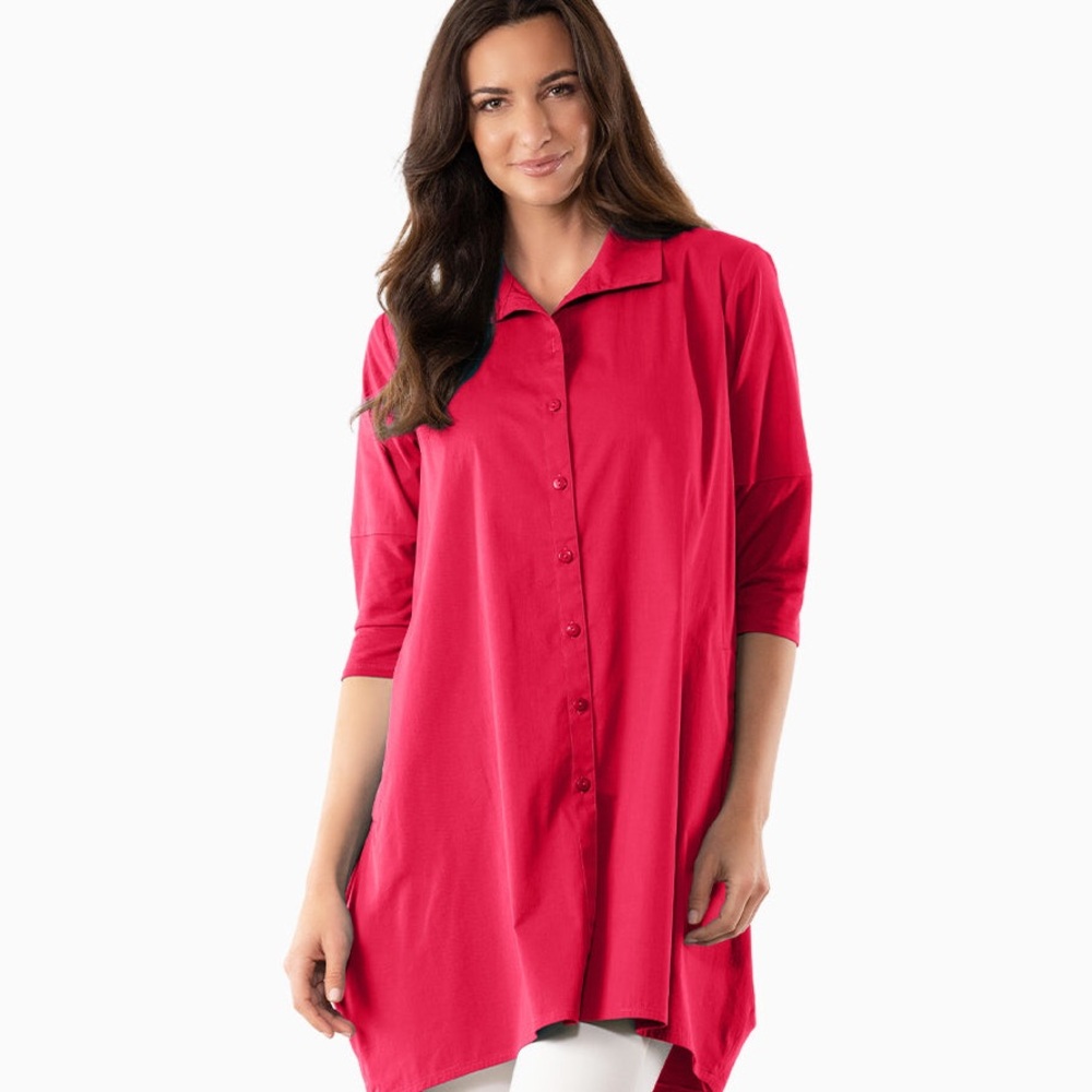 $198 STELLA CARAKASI size XXL Tiburon Tunic STRAWBERRY Organic Cotton